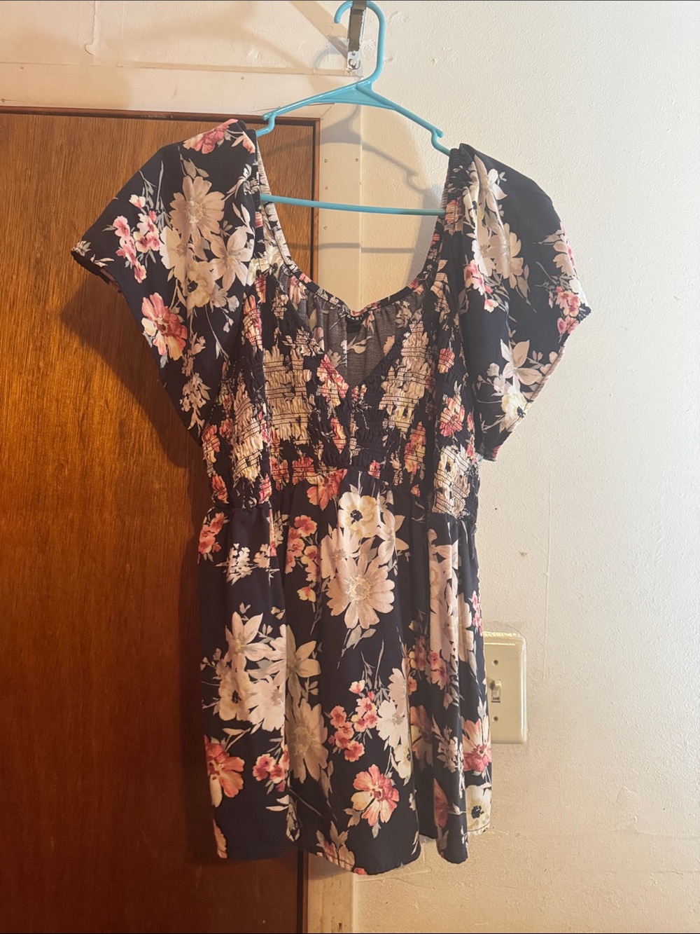 torrid Black Floral Smocked Peasant Blouse
